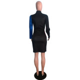 Multi-color Fashion Sexy Cap Sleeve Long Sleeves O neck Step Skirt Knee-Length Club Dresses