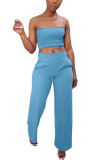 Blue Chlorine Fashion Casual adult Ma'am Solid Two Piece Suits Straight Sleeveless Two Pieces