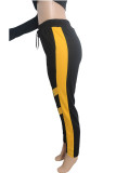 Green Sportswear Solid Patchwork With Belt Regular High Waist Pencil Bottoms