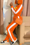 Orange Fashion Sexy adult Ma'am Patchwork Solid Two Piece Suits pencil Long Sleeve Two Pieces