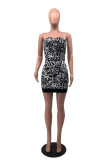 Pink Fashion Sexy Print Backless Strapless Sleeveless Dress