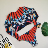 Multicolor Fashion Sexy Print Basic Swimwears