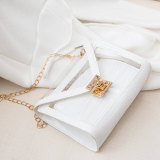 White Fashion Casual Patchwork Chain Strap Crossbody Bag