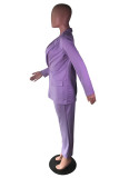Light Purple Polyester Fashion Celebrities adult Two Piece Suits Solid Straight Long Sleeve