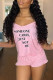 Pink Casual Living Letter Print Backless Spaghetti Strap Sleeveless Two Pieces