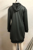 Green Casual Print Turtleneck A Line Dresses