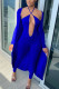 Blue Fashion Street Solid V Neck Long Sleeve Two Pieces