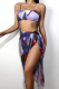 Purple Sexy Print Split Joint Swimwears Three Pieces