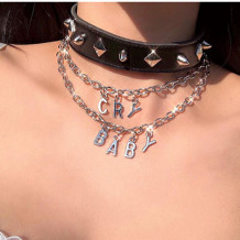 Silver Fashion Letter Patchwork Necklaces