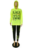 Rose Red Sportswear Letter Printing Hooded Collar Long Sleeve Two Pieces
