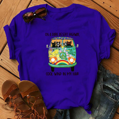 Royal Blue Casual Print Patchwork O Neck Tops