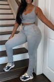 Red Casual Sportswear Solid Vests Pants V Neck Sleeveless Two Pieces