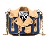 Dark Blue Fashion Casual Patchwork Chain Strap Crossbody Bag