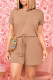 Light Coffee Fashion Casual Solid Basic O Neck Regular Short Sleeve Romper