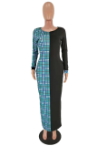 Red Casual Plaid Patchwork O Neck Straight Dresses