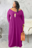 Light Purple Polyester adult Sexy Fashion Cap Sleeve Long Sleeves O neck Asymmetrical Ankle-Length asymmetrical S