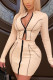 Apricot Sexy Solid Patchwork O Neck Long Sleeve Two Pieces