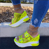 Fluorescent Yellow Casual Street Hollowed Out Split Joint Opend Out Door Shoes