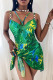 Green Fashion Sexy Print Backless Swimwears