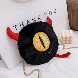 Black Fashion Casual Patchwork Cartoon Chain Strap Crossbody Bag