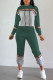 Green Casual Patchwork pencil Long Sleeve Two Pieces