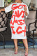 White Fashion Casual Letter Print Basic O Neck Dresses