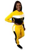 Red adult Casual Fashion Patchwork Two Piece Suits Solid pencil Long Sleeve Two-piece Pants S
