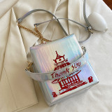 Silver Fashion Casual Letter Print Crossbody Bag
