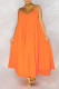 Orange Sexy Casual Solid Backless Spaghetti Strap Sleeveless Dress