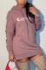 Pink Daily Print Hooded Collar Wrapped Skirt Dresses