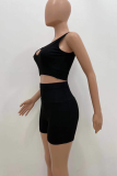 Rose Red Sexy Solid Patchwork V Neck Sleeveless Two Pieces