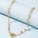 Gold Fashion Patchwork Pearl Clavicle Necklace