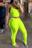 Fluorescent green Sexy Solid pencil Sleeveless Two Pieces
