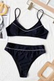 Black Fashion Sexy Solid Backless Swimwears