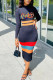 Black Work Daily Print Patchwork O Neck Pencil Skirt Dresses