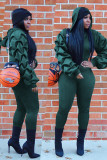 Army Green Fashion adult Casual Patchwork Draped Solid Two Piece Suits pencil Long Sleeve