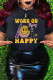 Black Fashion Casual Print Basic O Neck T-Shirts