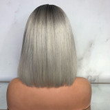 Silver Gray Fashion Solid Short Straight Hair Wigs