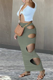 Yellow Fashion Sexy Solid Hollowed Out Asymmetrical V Neck Short Sleeve Two Pieces