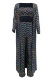 Colour Fashion Sexy Print Basic Long Sleeve Three-piece Set