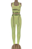 Light yellow Milk Silk Fashion Sexy Letter Patchwork Two Piece Suits pencil Sleeveless Two Pieces