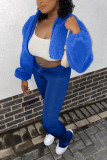 Blue Fashion Casual Solid Cardigan Outerwear