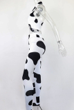 Black Sexy Print Hollowed Out Halter Sleeveless Two Pieces