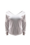 White O Neck Long Sleeve Solid 