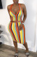 Orange Fashion adult Ma'am Lightly cooked Striped Two Piece Suits Hip skirt Sleeveless Two Pieces