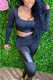 Black Fashion Sexy Solid Patchwork O Neck Long Sleeve Two Pieces