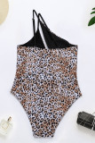 Leopard Print Fashion Sexy Print Hollowed Out Backless Swimwears