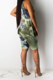Green Polyester Sexy Patchwork Print pencil Sleeveless Two Pieces