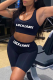 Black Casual Print Letter U Neck Sleeveless Two Pieces