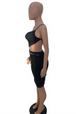 Black Fashion Sexy Hollowed Out Backless One Shoulder Sleeveless Dress